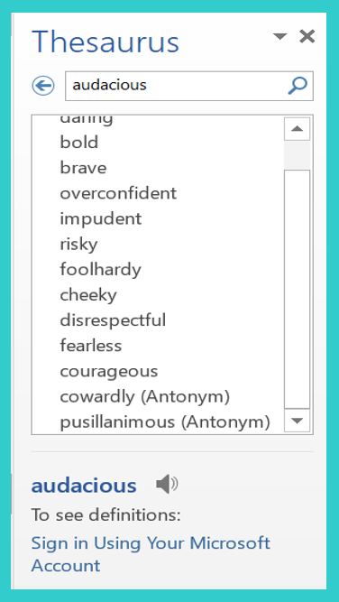 improve English vocabulary - MS Word Thesaurus